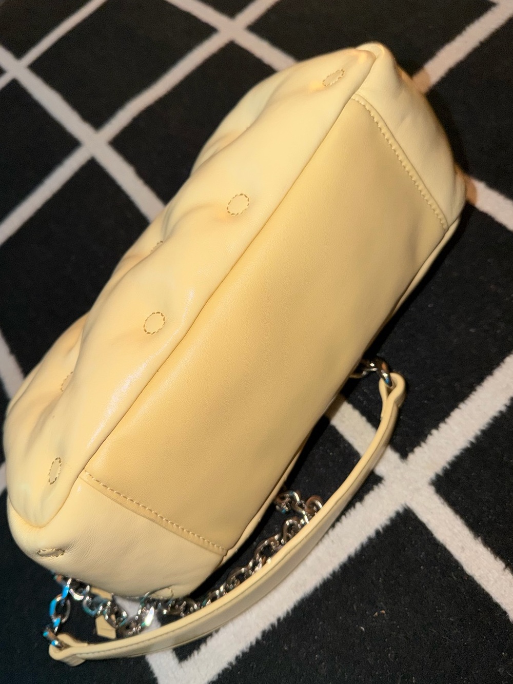 Karak Yellow Quilted Chain-Handle Shoulder Bag Silver Chain - Picture 8 of 10